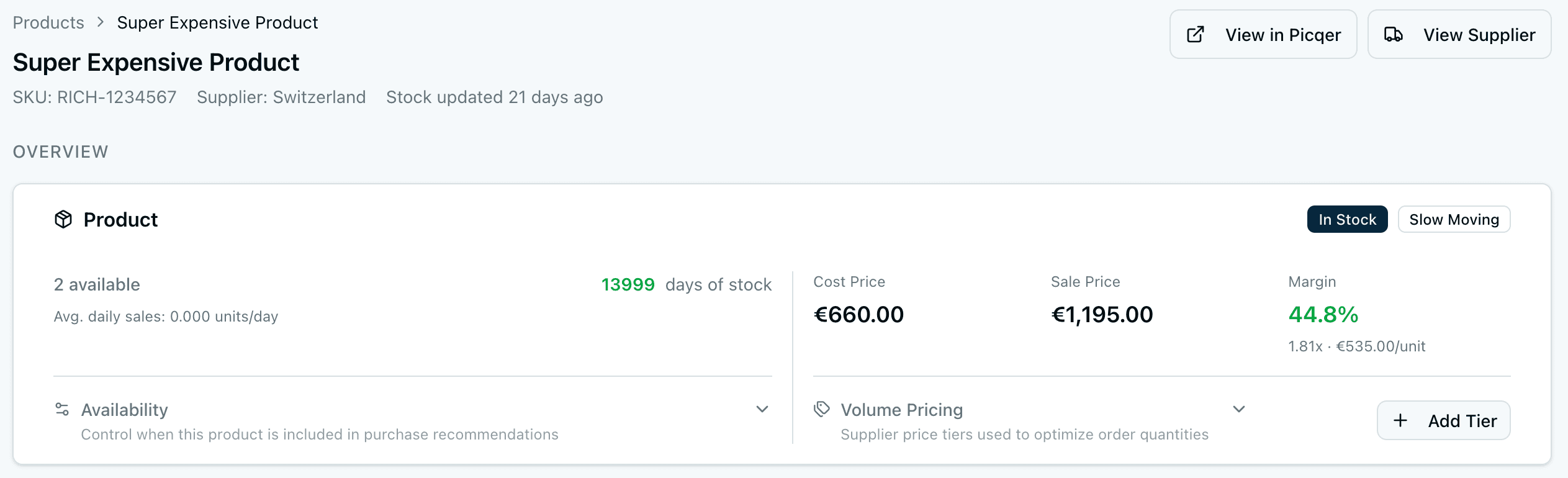 Voorcast product management dashboard